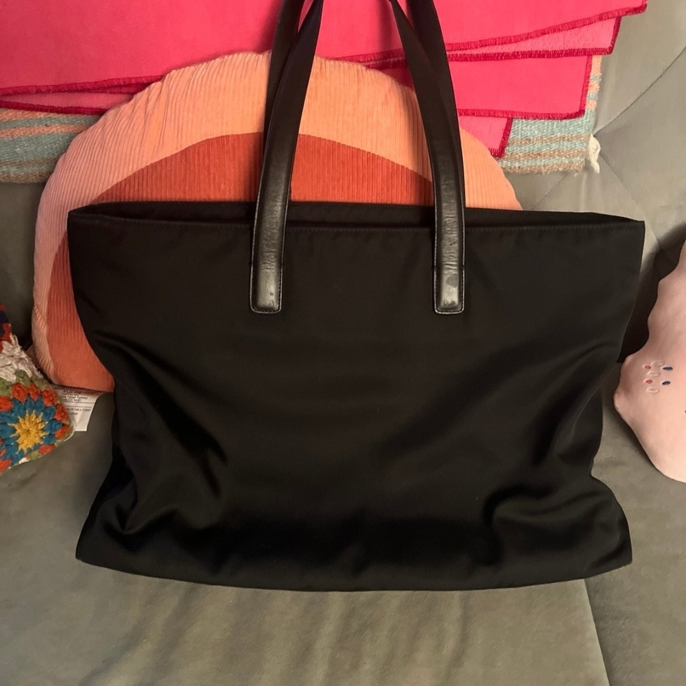 Black Tote Bag with Leather Handles